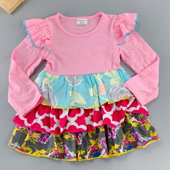 Boutique Pink Ruffle Tunic Leggings Outfit - Picture 2 of 3